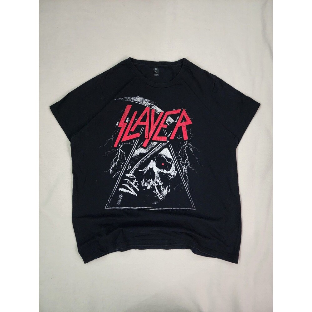 Slayer Band T Shirt Mens 2XL Black Grim Reaper Skull Graphic Thrash Metal Tee